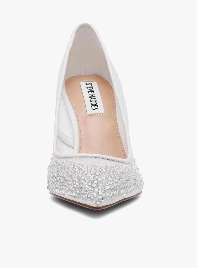 STEVE MADDEN Crystal-Embellished Pointed Toe Pump